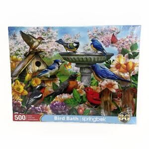 Springbok 500 Piece Jigsaw Puzzle "Bird Bath” NEW Sealed USA Jay Robin Flowers
